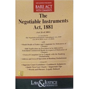 Law & Justice Publishing Co's  The Negotiable Instruments Act, 1881 Bare Act 2024